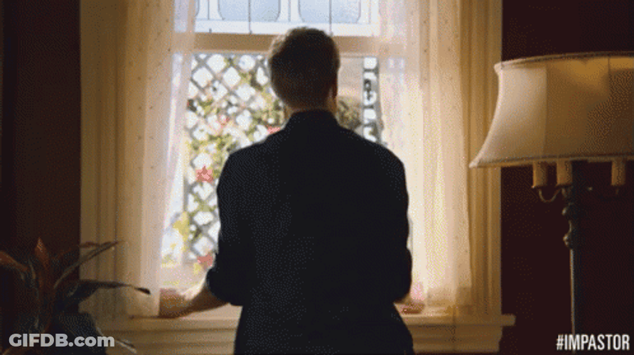 Lifting Glass And Jumping Out Window GIF
