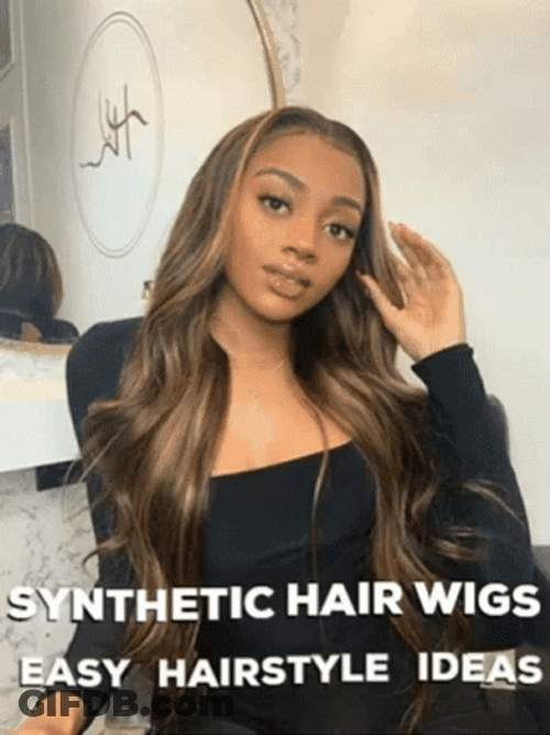 Light Brown Synthetic Hair Wigs GIF