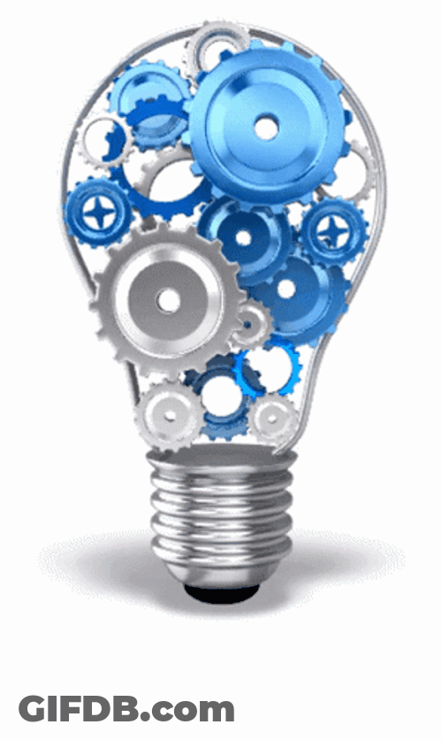 Light Bulb Blue Silver Gears GIF