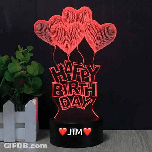Light Saying Happy Birthday With Balloons GIF