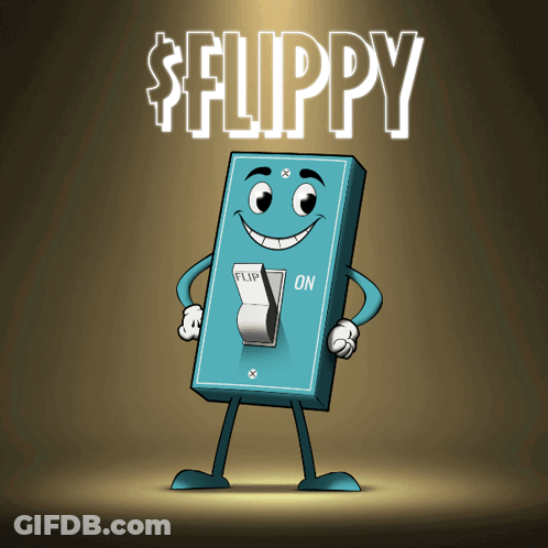 Light Switch With Arms And Legs Saying Flippy GIF