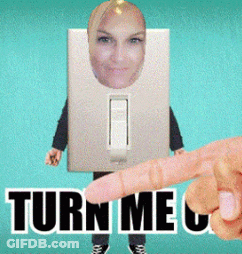 Light Switch With Woman Face Saying Turn Me On GIF