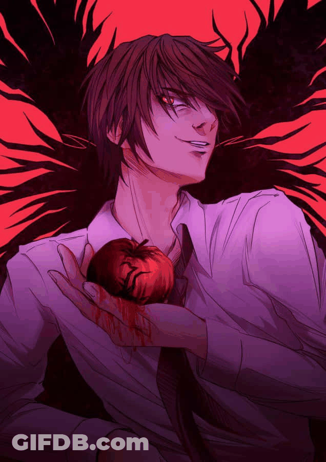 Light Yagami Holding An Apple GIF