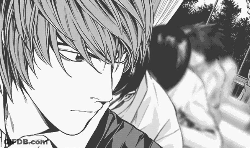 Light Yagami Looking Around GIF