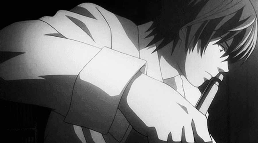 Light Yagami Pushing Back GIF