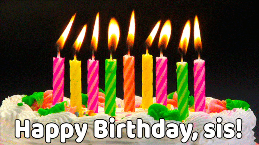 Lighted Candles Happy Birthday Sister GIF