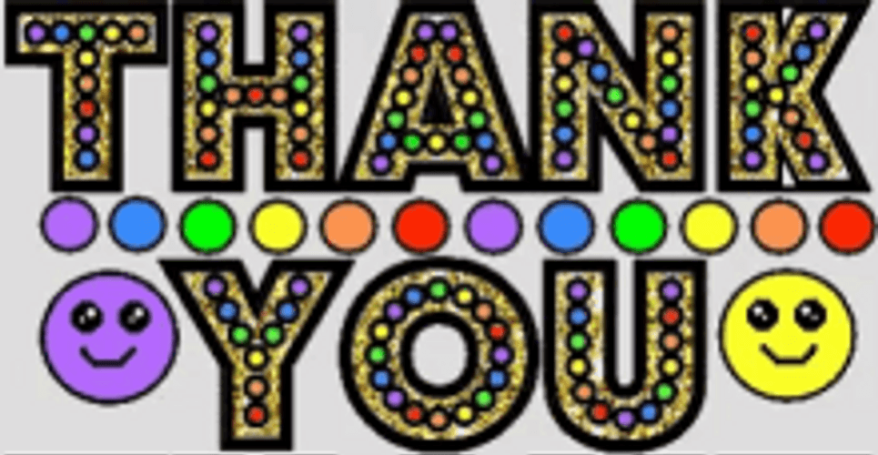 Lighted Thank You Text With Colorful Emojis GIF
