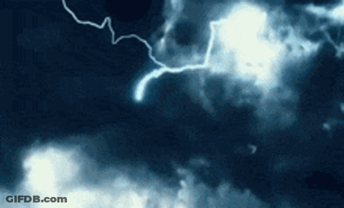 Lightning Bolt In Cloudy Sky GIF