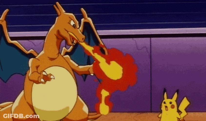 Lightning Charizard Fighting With Pikachu GIF