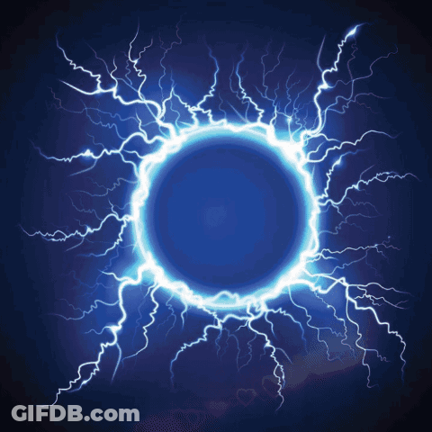 Lightning Circle Surrounded By Hearts GIF