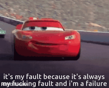 Lightning Mcqueen From Cars Is Driving Down A Track GIF