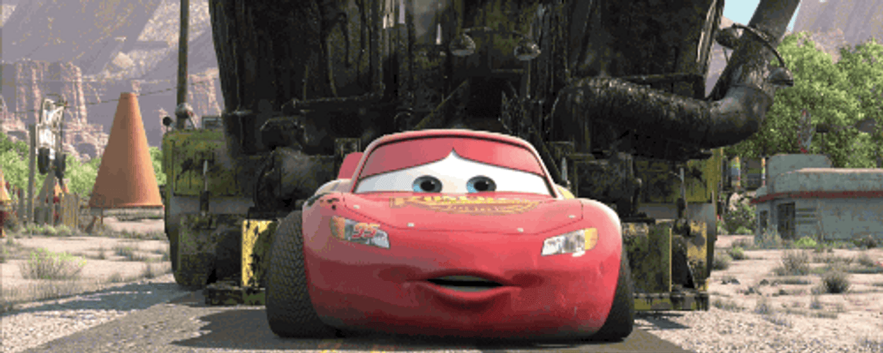 Lightning McQueen Happy Surprised Reaction GIF