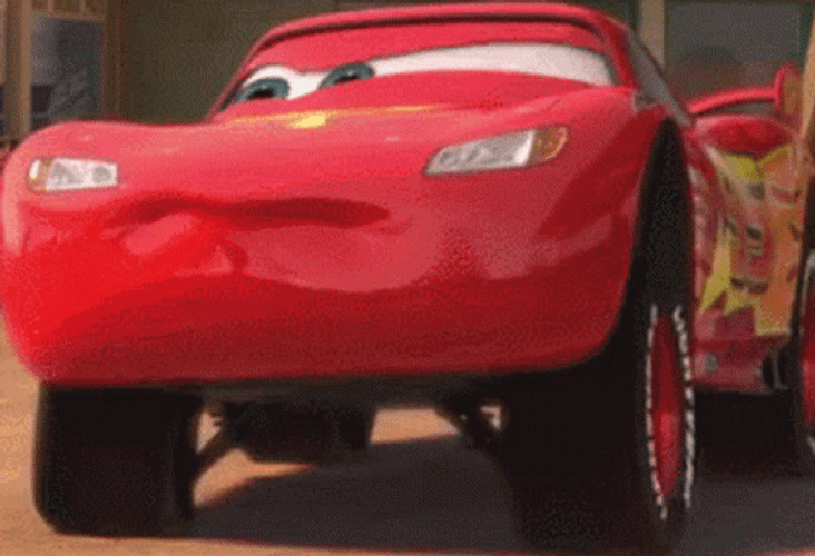Lightning McQueen Holding Breath Cars GIF