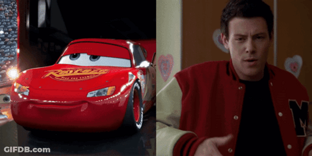 Lightning Mcqueen Kachow And Finn Hudson Glee GIF