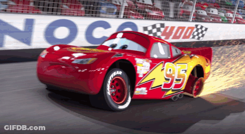 Lightning McQueen Race Car With Number 95 GIF