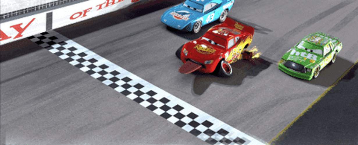 Lightning McQueen Race Finish Line Cars GIF