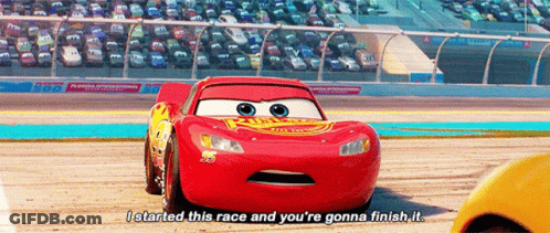 Lightning McQueen Saying I Started This Race GIF
