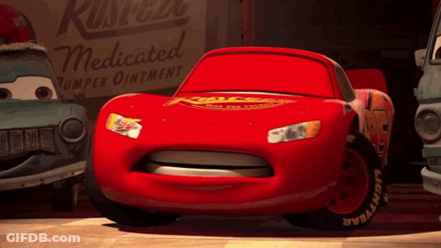 Lightning Mcqueen Saying Kachow With Low Energy GIF