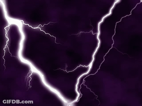 Lightning Strikes On A Dark Purple Background With A Purple Sky In The Background GIF