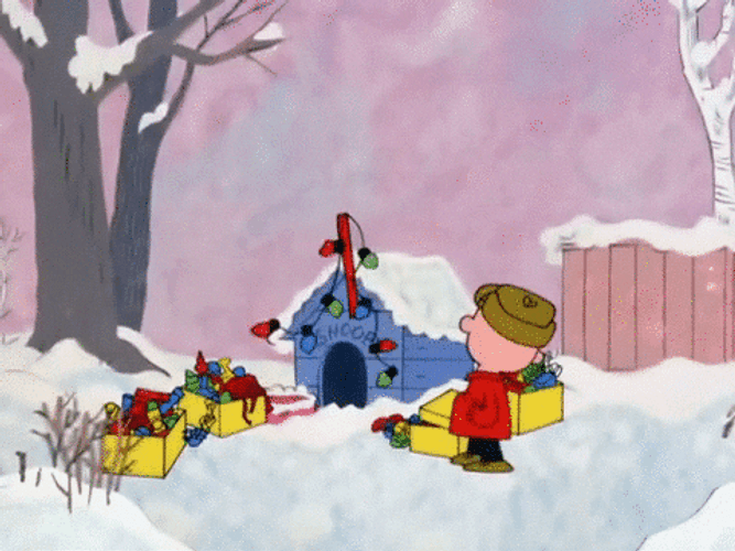 Lights Display Happy Thanksgiving Charlie Brown GIF