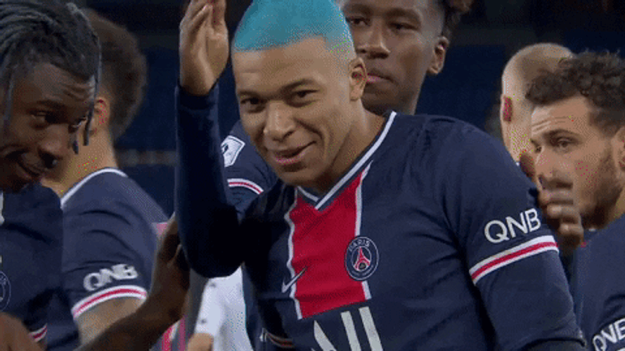 Ligue 1 Paris Saint-Germain Blue Haired Kylian Mbappe GIF
