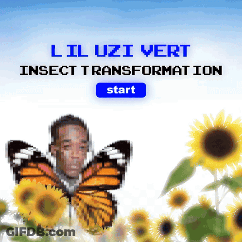 Lil Uzi Vert Insect Transformation Start Screen With A Butterfly GIF