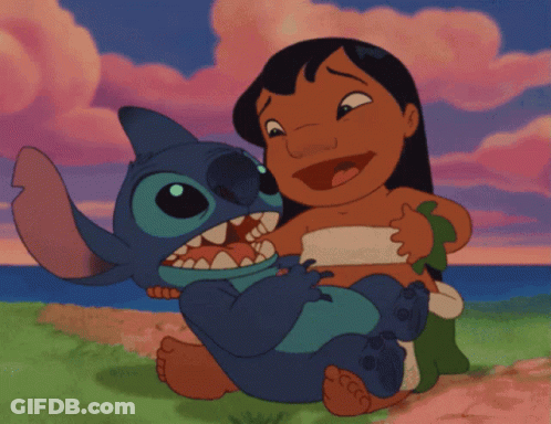 Lilo And Stitch Beside Basket Of Watermelons GIF