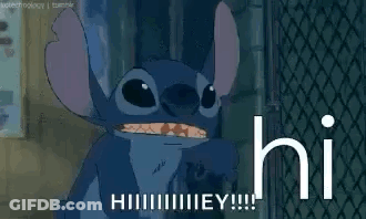 Lilo And Stitch Character Saying Hi In Front Of Fence GIF