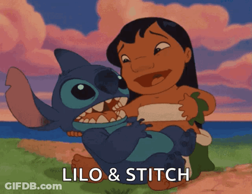 Lilo And Stitch Sitting Next To Each Other GIF