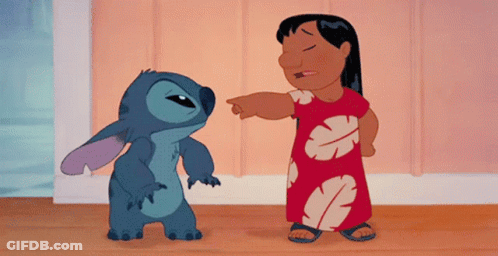 Lilo Pointing Stitch GIF