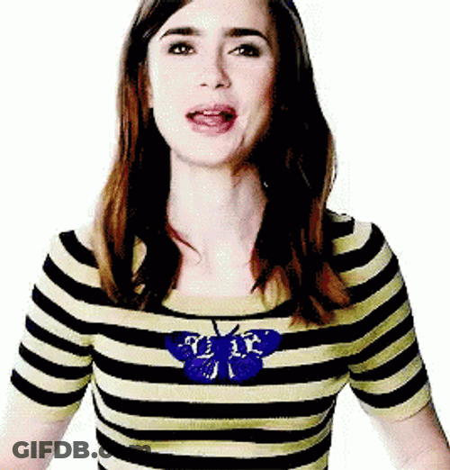 Lily Collins Licking Her Lips GIF