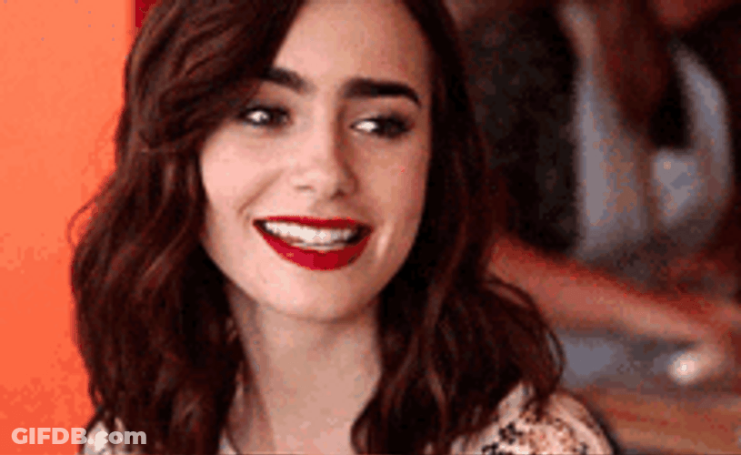 Lily Collins Matt Red Lips GIF