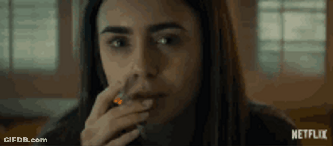 Lily Collins Smoking GIF
