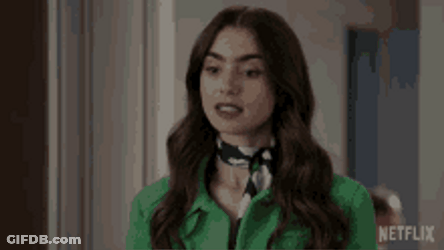 Lily Collins Stopping Herself From Speaking GIF