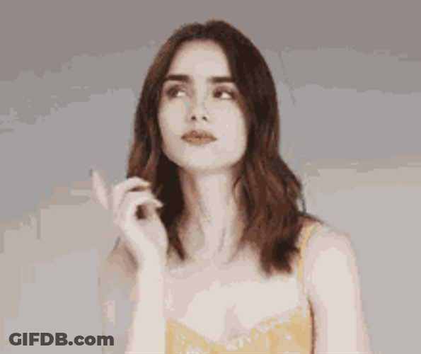 Lily Collins Thinking By Herself GIF