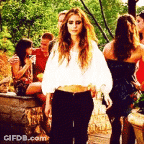 Lily Collins Walking Off GIF