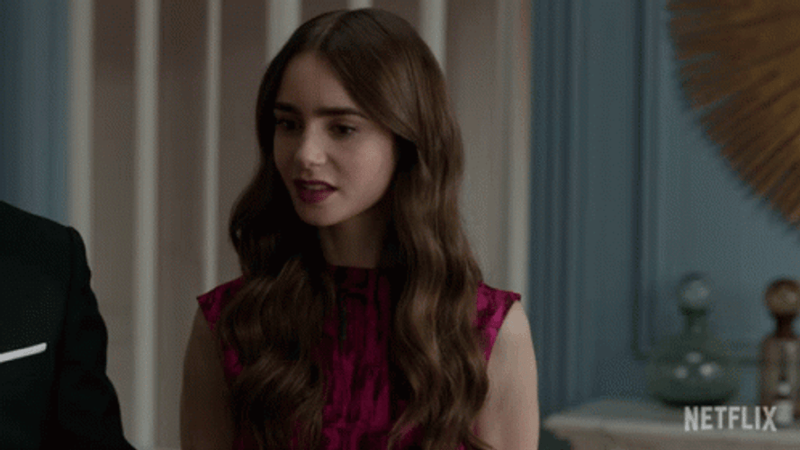 Lily Collins What Did He Say Meme GIF