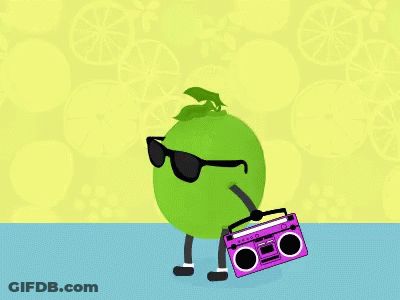 Lime Wearing Sunglasses Holding Boombox GIF