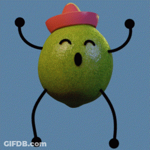Lime With Arms And Legs And Sombrero GIF
