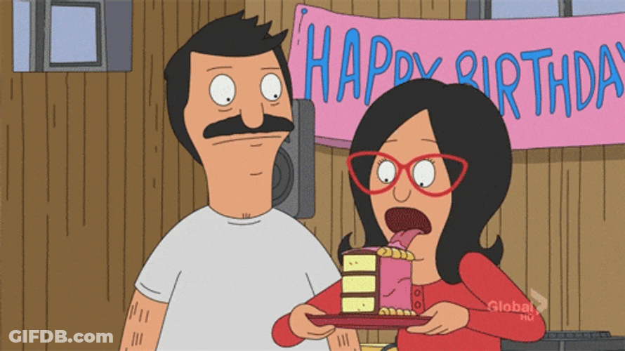 Linda Belcher Eating Birthday Cake GIF