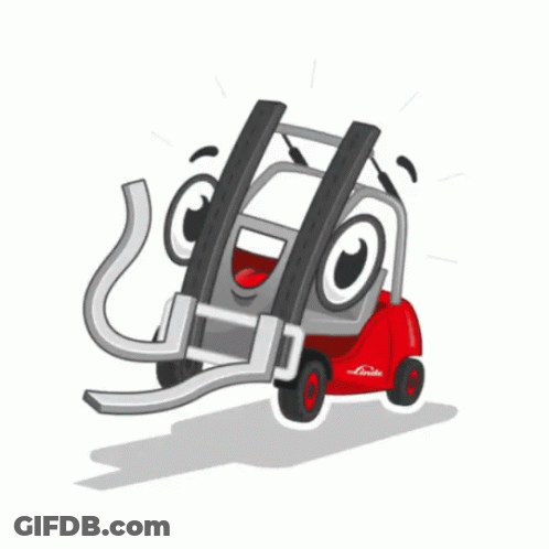 Linde Forklift Cartoon With Smiling Face GIF