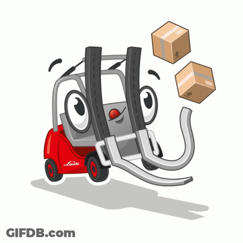 Linde Forklift With Falling Boxes GIF