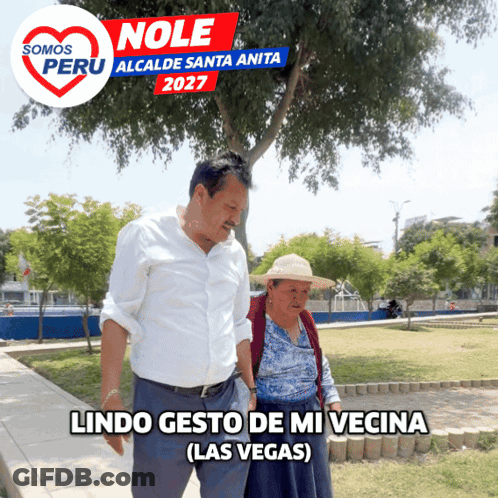 Lindo Gesto De Mi Vecina Las Vegas Poster Man Walking With Elderly Woman GIF