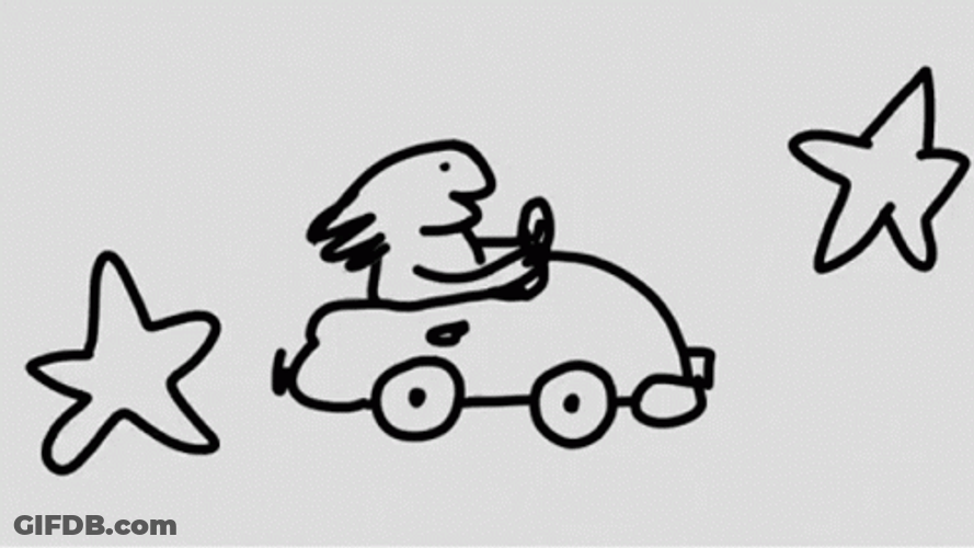 Line Art Kid Driver Enjoying Fast Car GIF