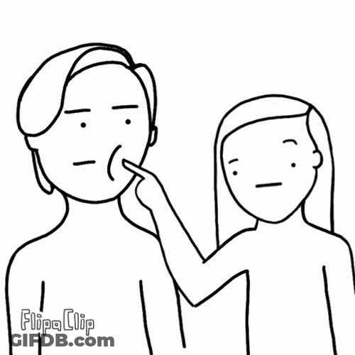 Line Drawing Girl Poke Boy GIF