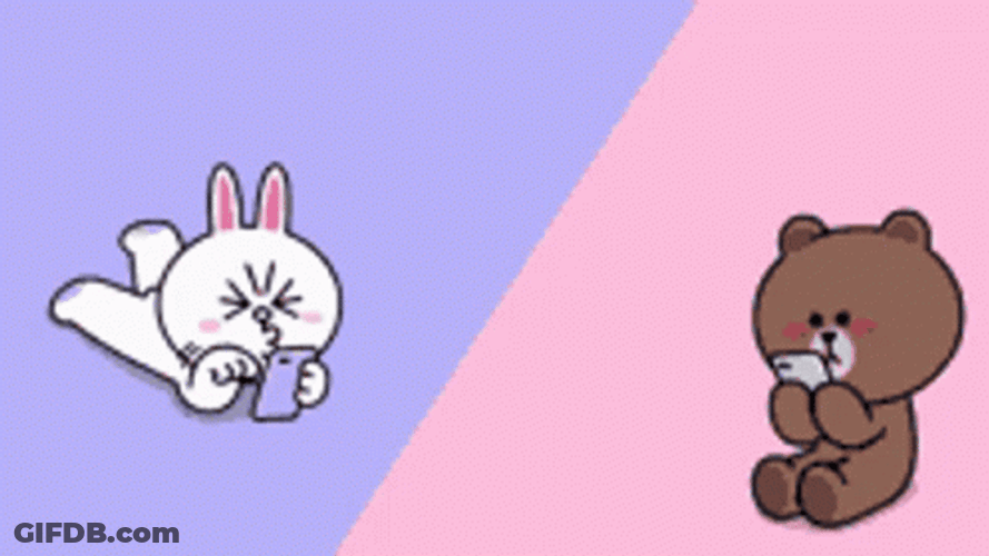 Line Friends Cony And Brown Sending Love Text Message GIF
