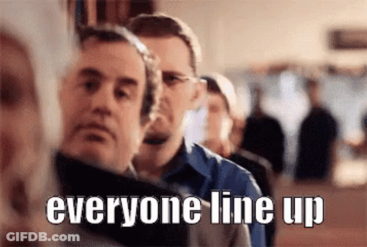 Line Up Bored Impatient Waiting Meme GIF