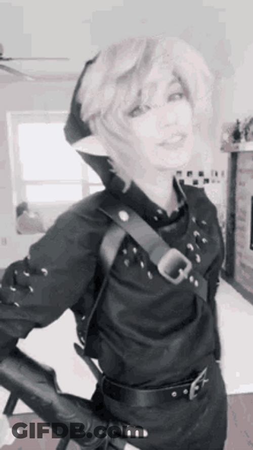 Link The Legend Of Zelda Cosplay Black White GIF