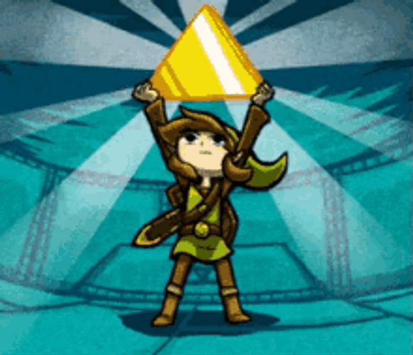 Link The Legend Of Zelda Holding Golden Pyramid GIF