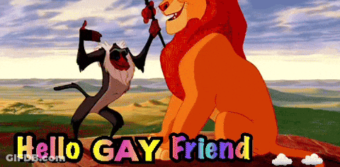 Lion And Baboon Saying Hello Gay Friend GIF